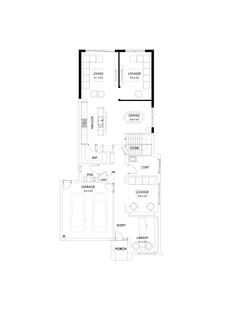 40 Ground Floor Floorplan (Larger living)