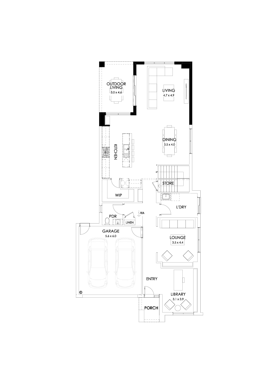 40 Ground Floor Floorplan (Rear flip)
