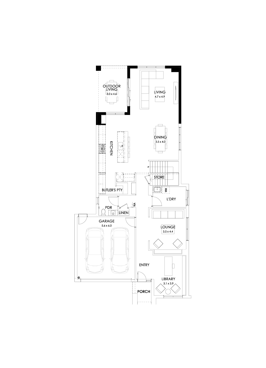 40 Ground Floor Floorplan (Rear flip)
