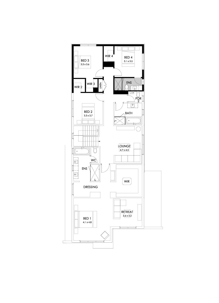 40 First Floor Floorplan (Additional ensuite  - Flipped)