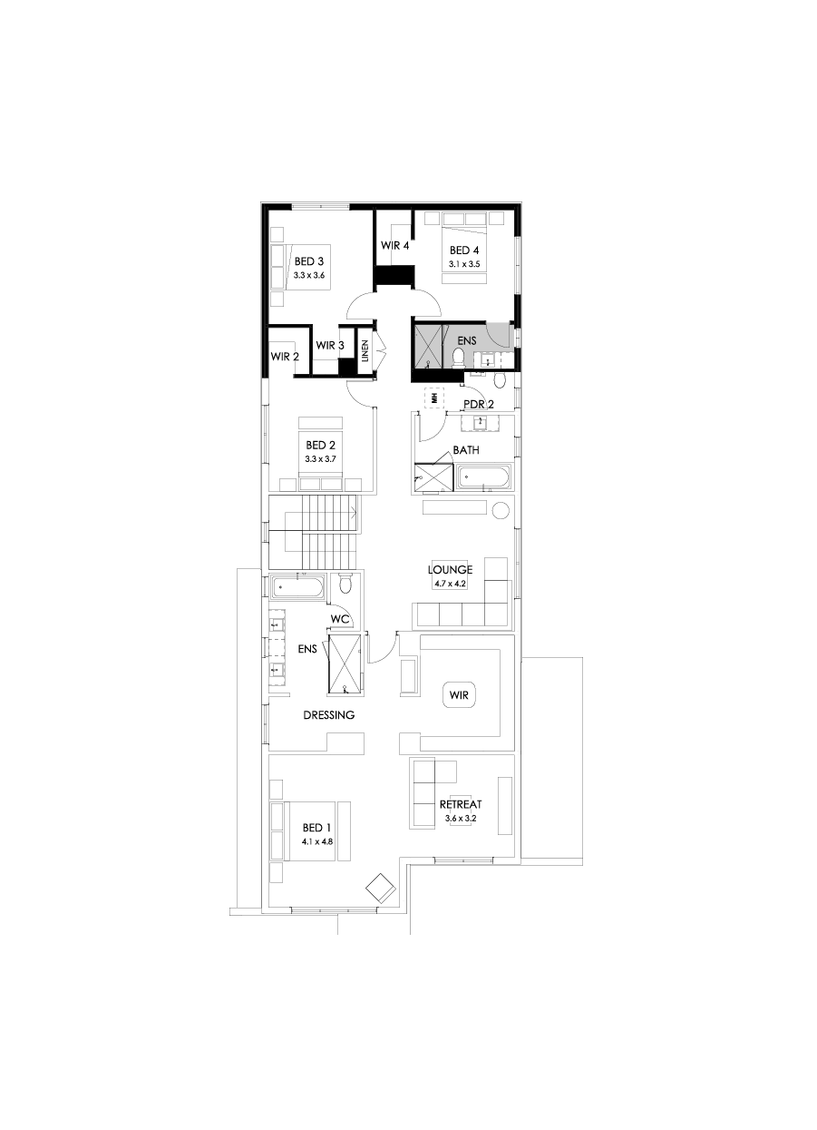 40 First Floor Floorplan (Additional ensuite  - Flipped)