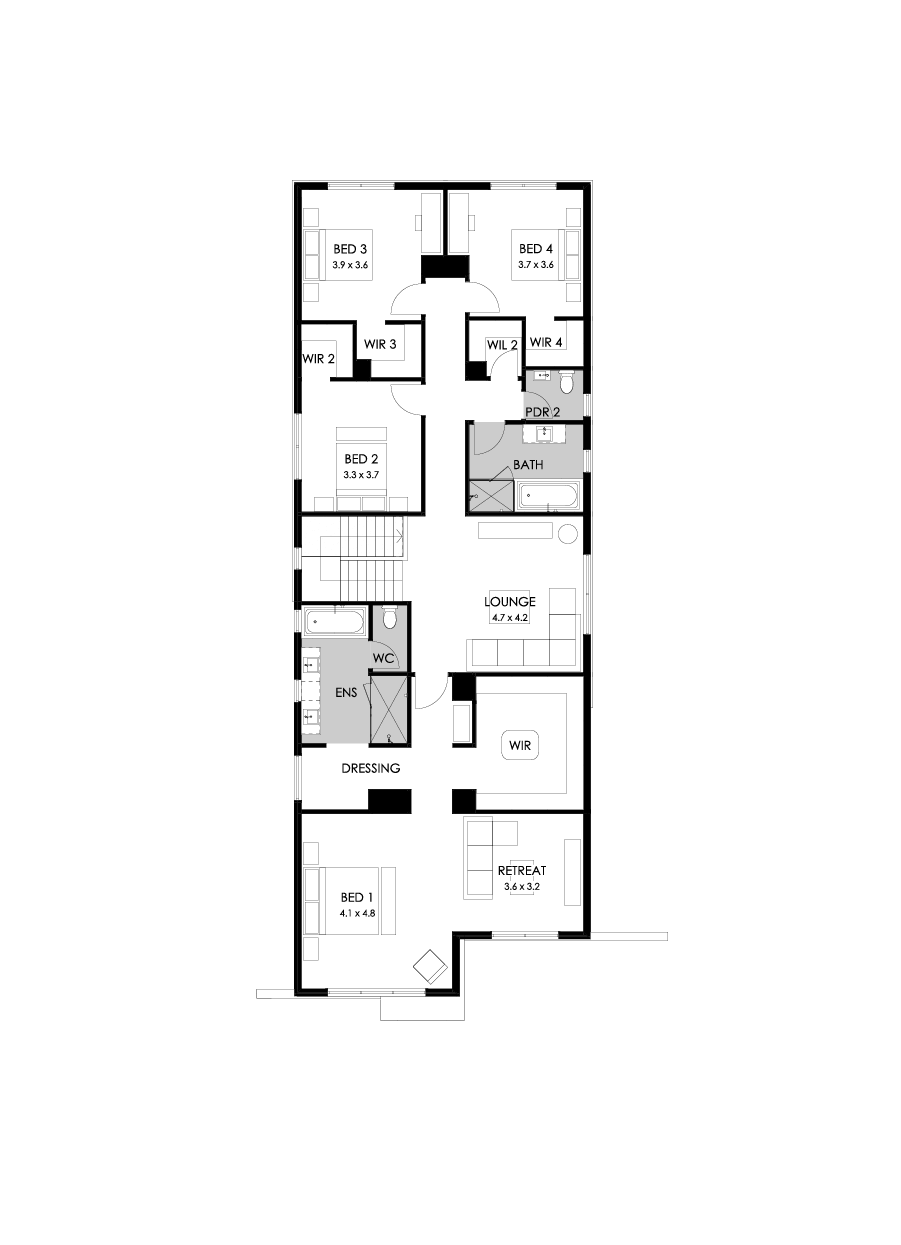 40 First Floor Floorplan (Standard - Flipped)