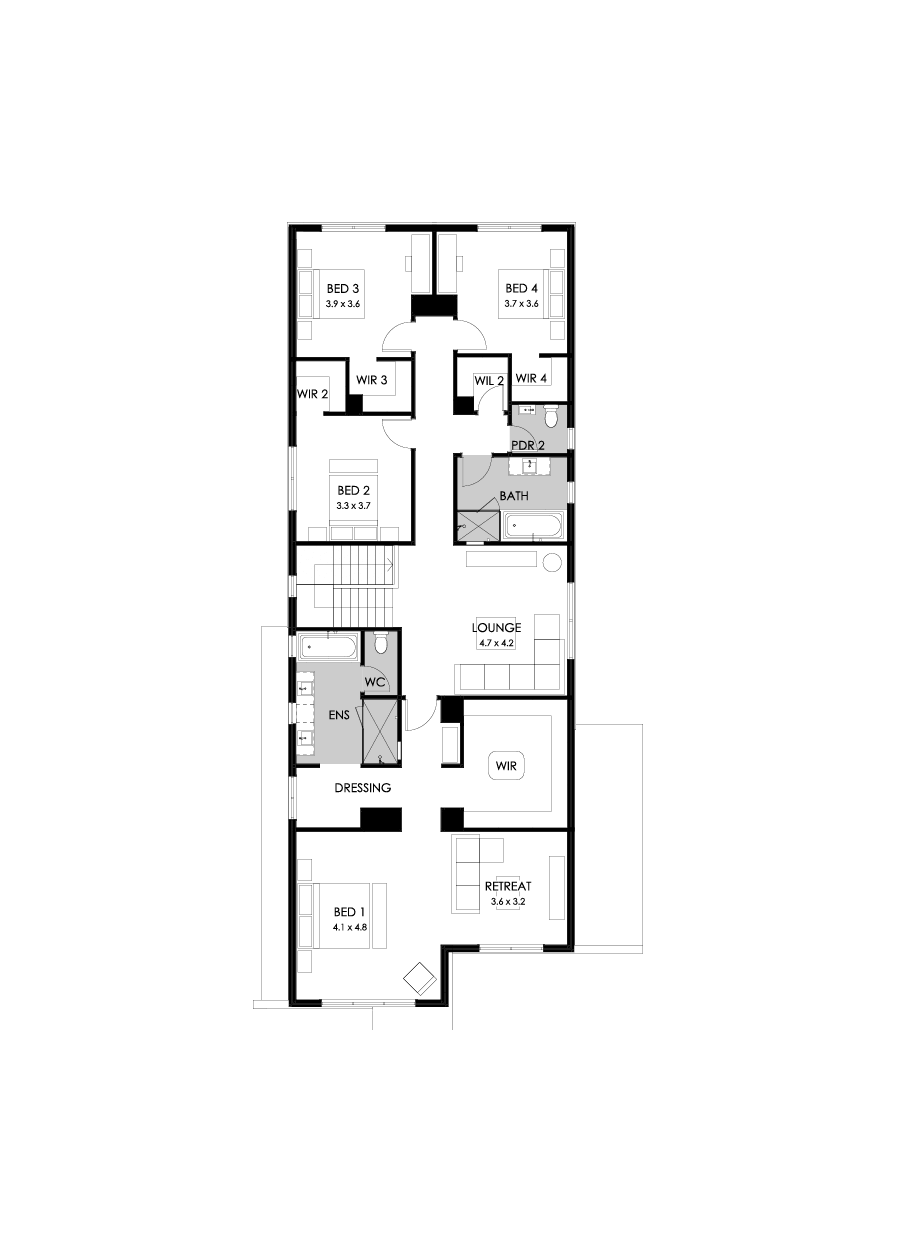40 First Floor Floorplan (Standard - Flipped)