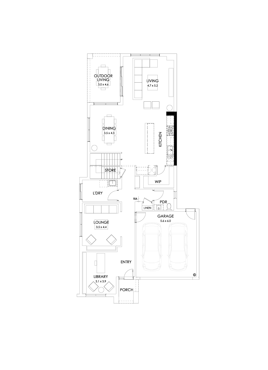 40 Ground Floor Floorplan (Alternate kitchen - Flipped)
