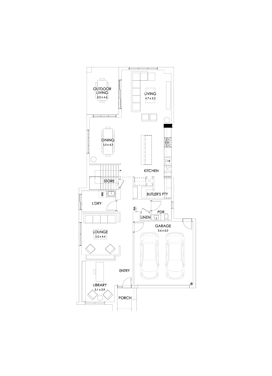 40 Ground Floor Floorplan (Alternate kitchen - Flipped)