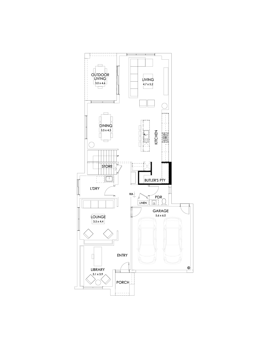 40 Ground Floor Floorplan (Butler's Pantry - Flipped)