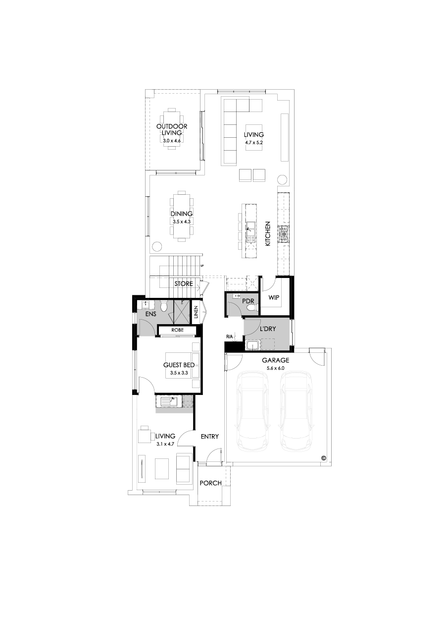 40 Ground Floor Floorplan (Guest wing - Flipped)