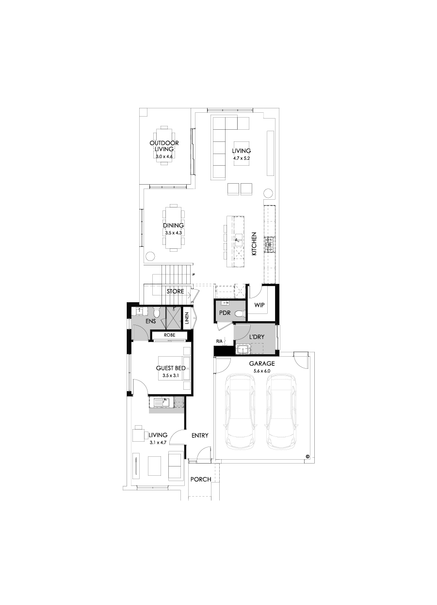 40 Ground Floor Floorplan (Guest wing - Flipped)