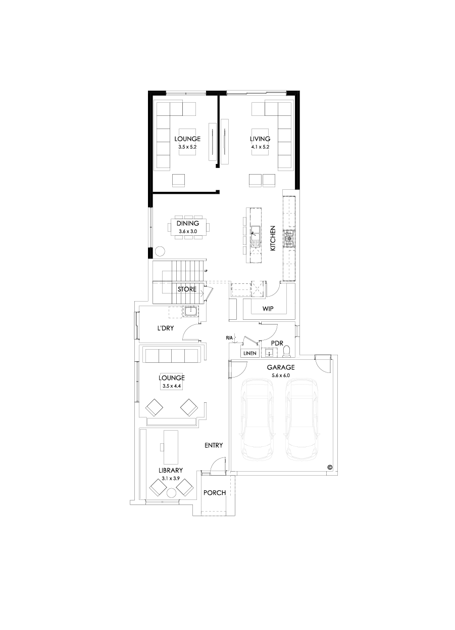40 Ground Floor Floorplan (Larger living - Flipped)