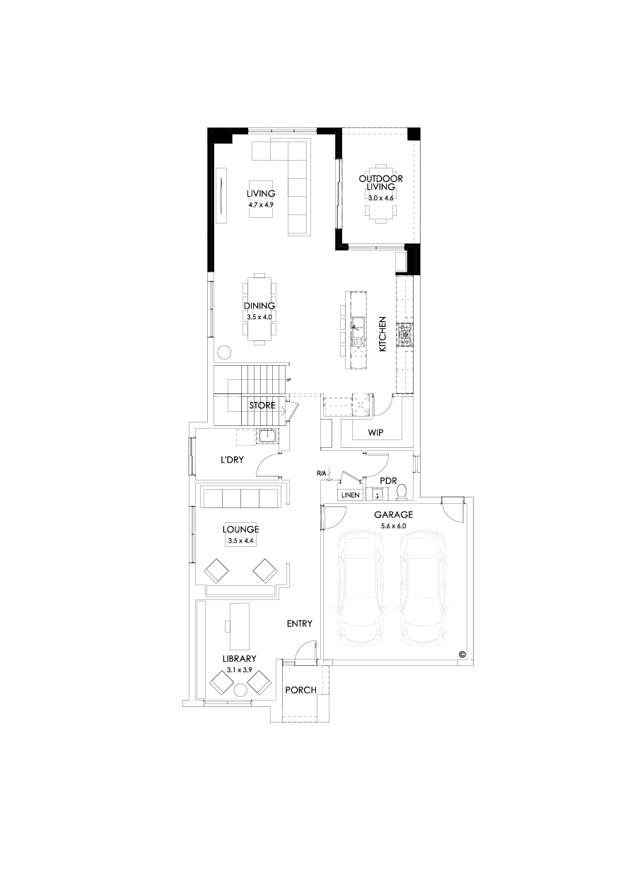 40 Ground Floor Floorplan (Rear flip - Flipped)