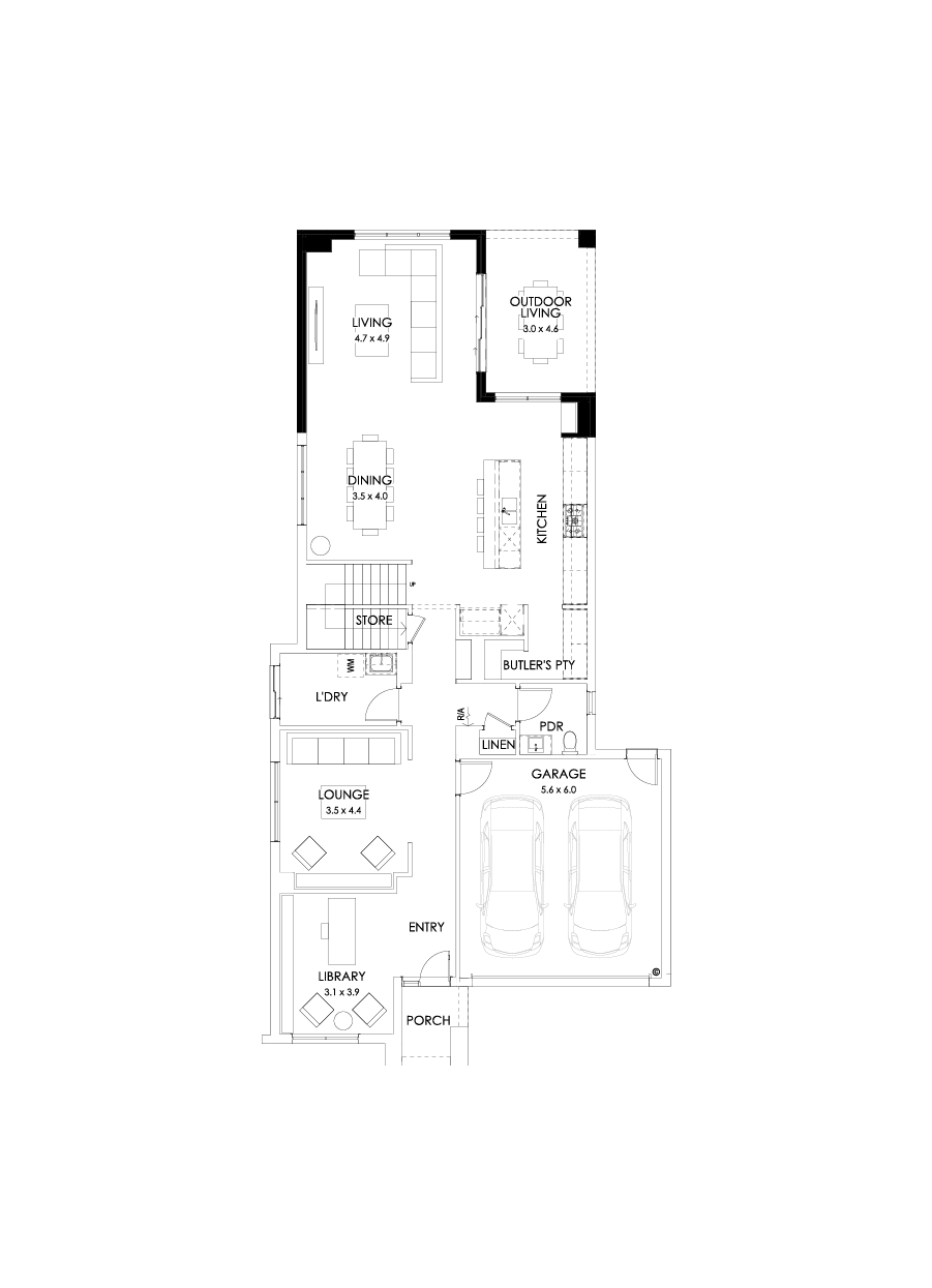 40 Ground Floor Floorplan (Rear flip - Flipped)