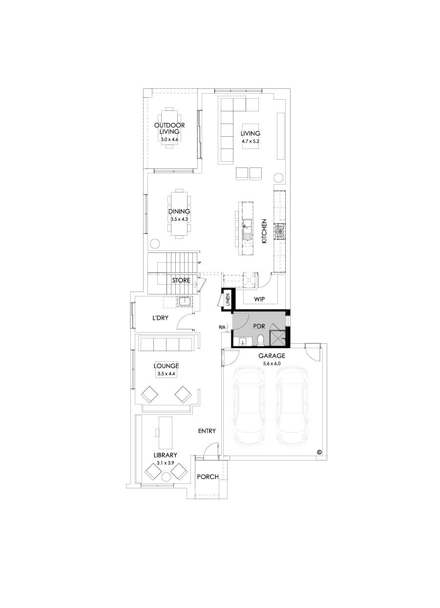 40 Ground Floor Floorplan (Shower to powder - Flipped)
