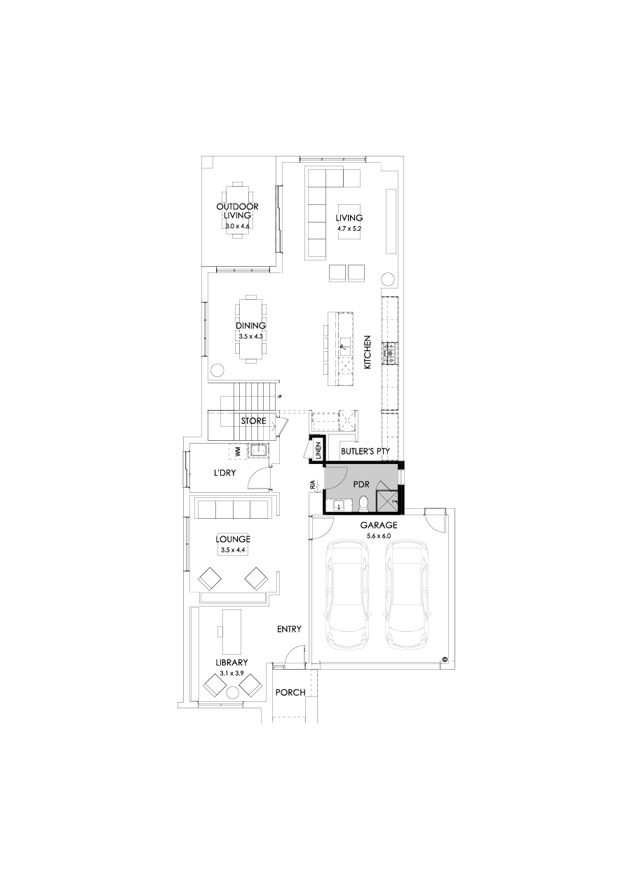 40 Ground Floor Floorplan (Shower to powder - Flipped)