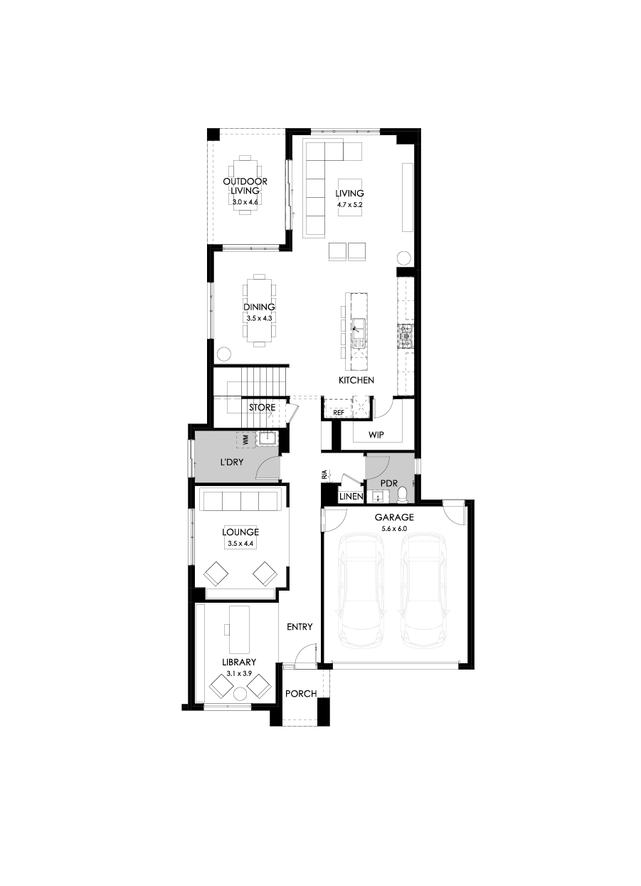 40 Ground Floor Floorplan (Standard - Flipped)