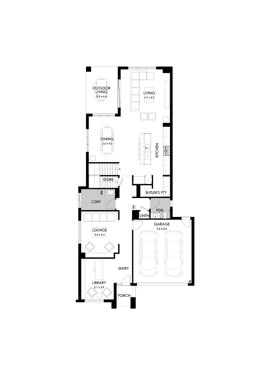 40 Ground Floor Floorplan (Standard - Flipped)