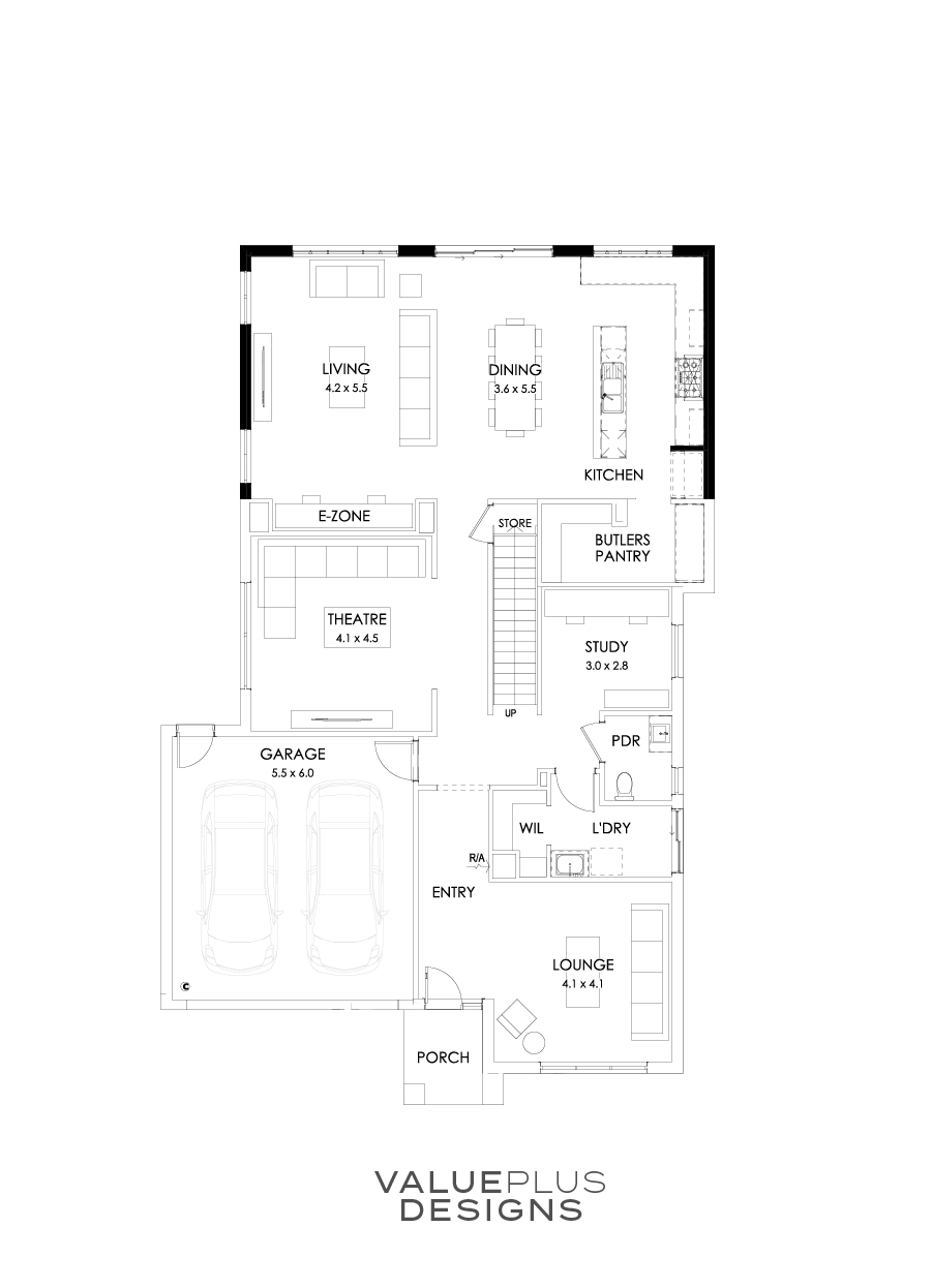 39 Ground Floor Floorplan (Alternate Kitchen)