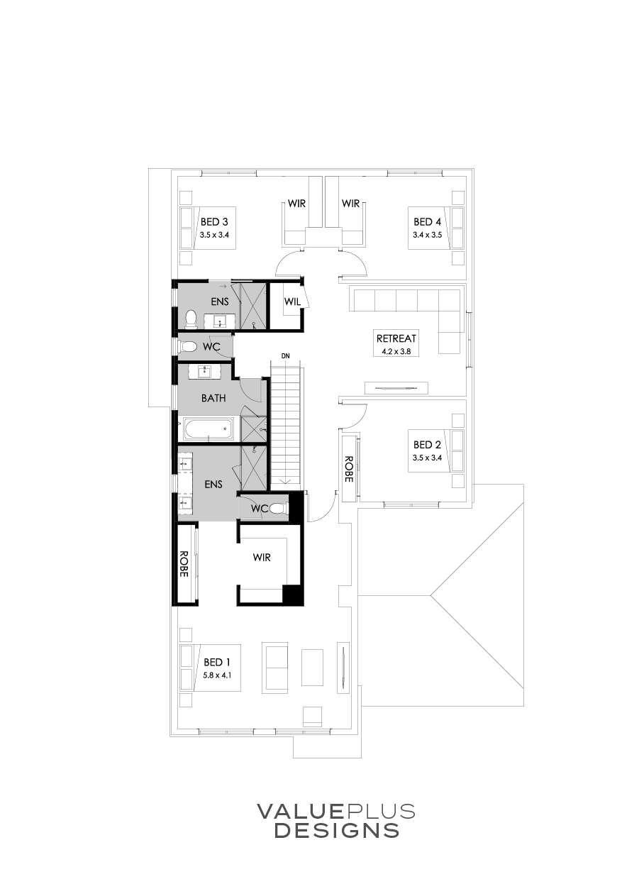 39 First Floor Floorplan (Additional Ensuite - Flipped)