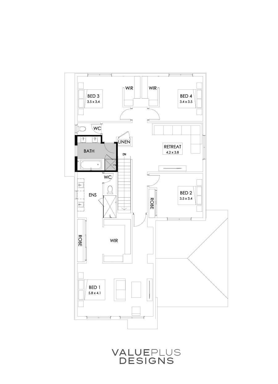 39 First Floor Floorplan (Bathroom Upgrade - Flipped)