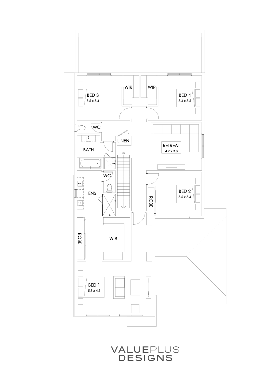 39 First Floor Floorplan (Larger Kitchen and Dining - Flipped)