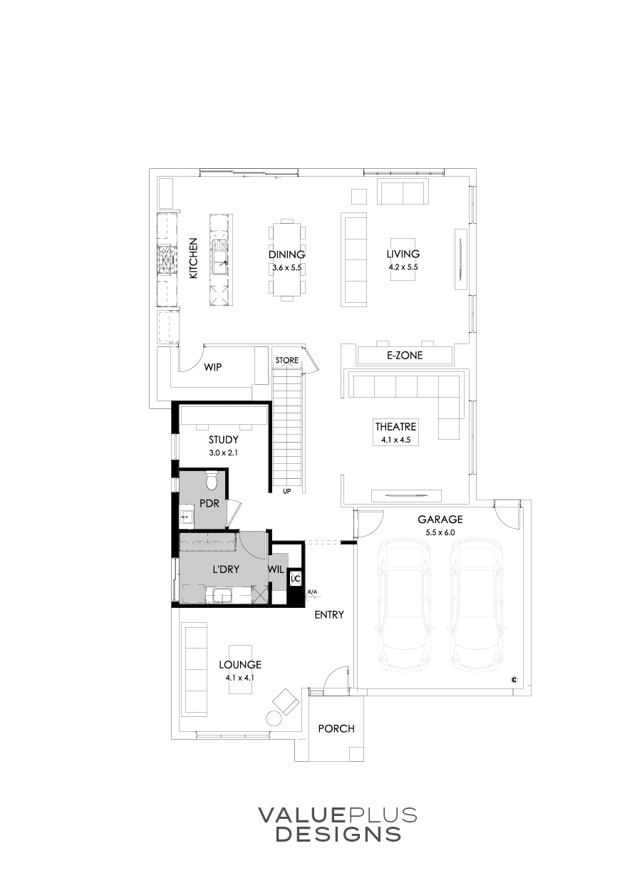 39 Ground Floor Floorplan (Alternate Laundry - Flipped)