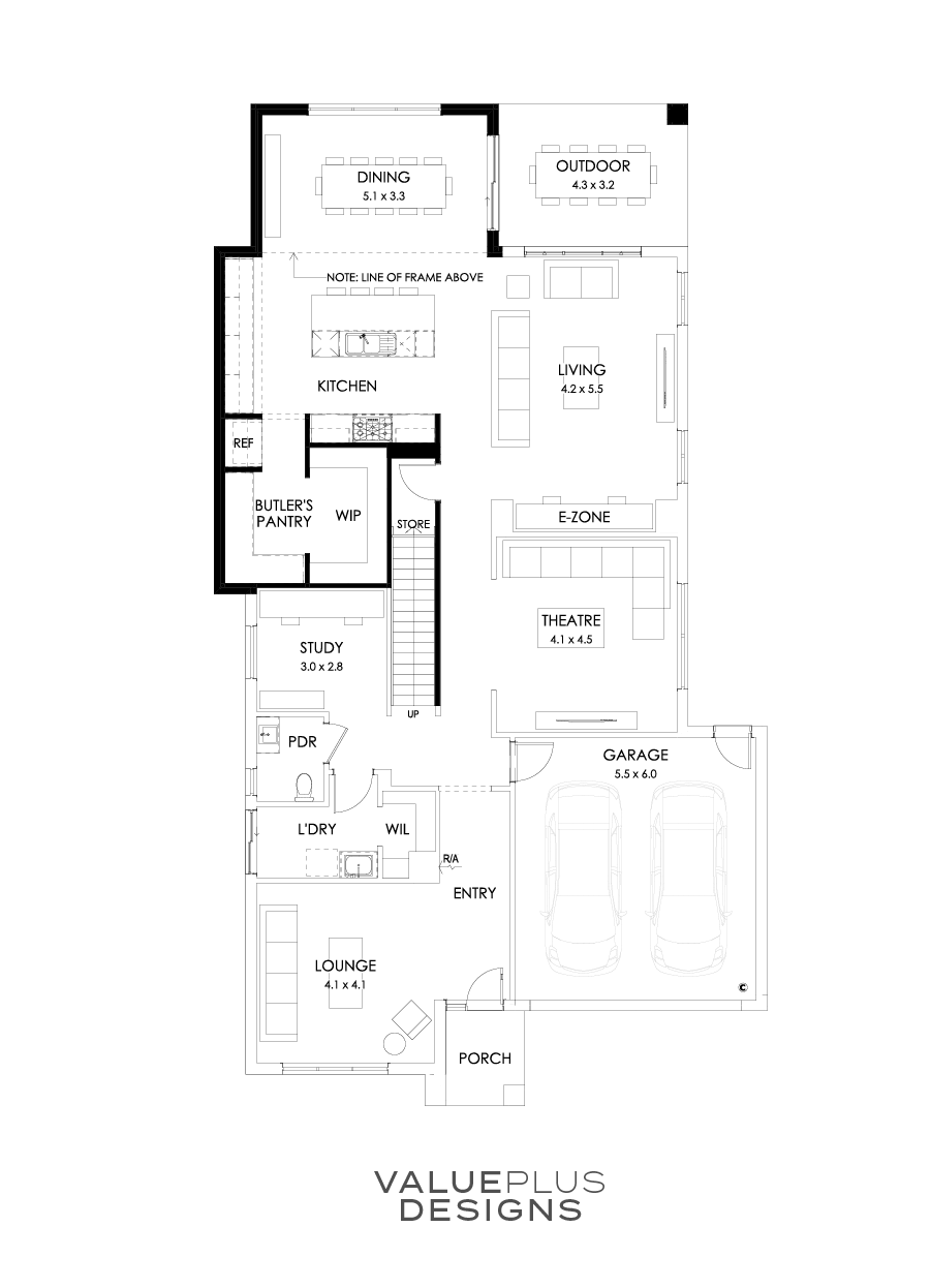 39 Ground Floor Floorplan (Larger Kitchen and Dining - Flipped)