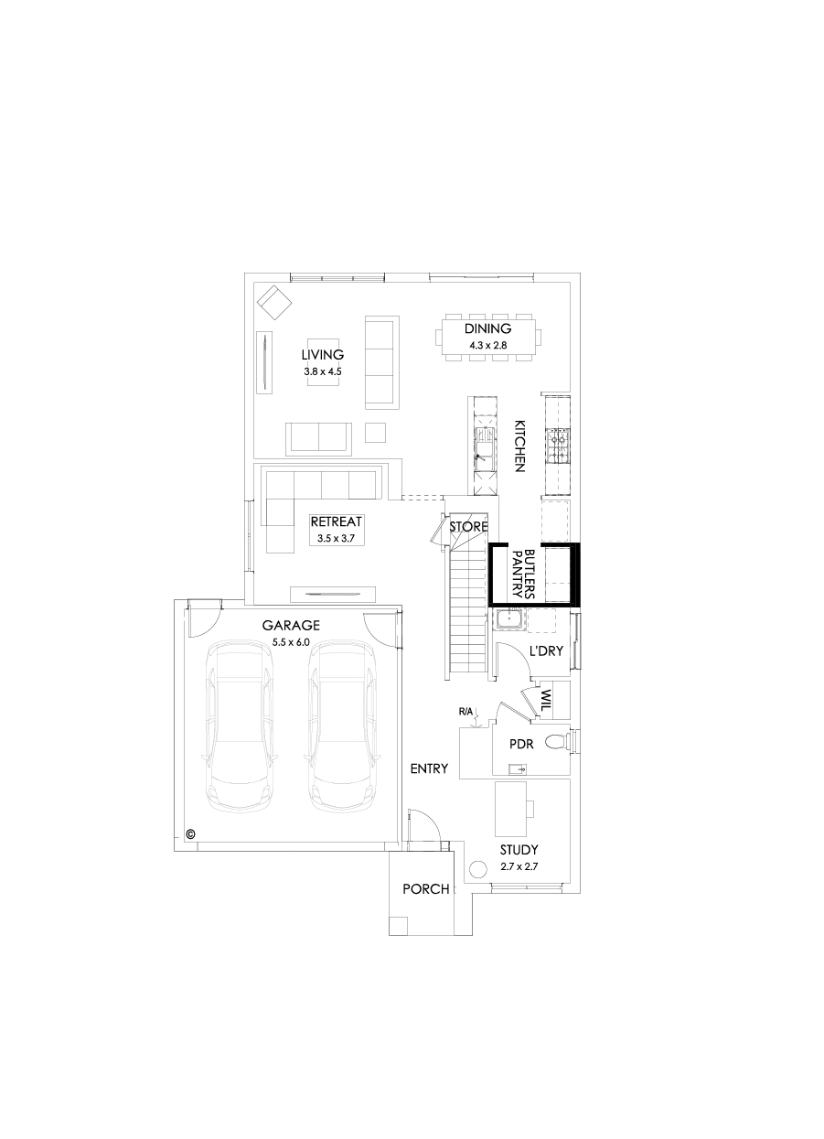 27 Ground Floor Floorplan (Butler's pantry - Included)