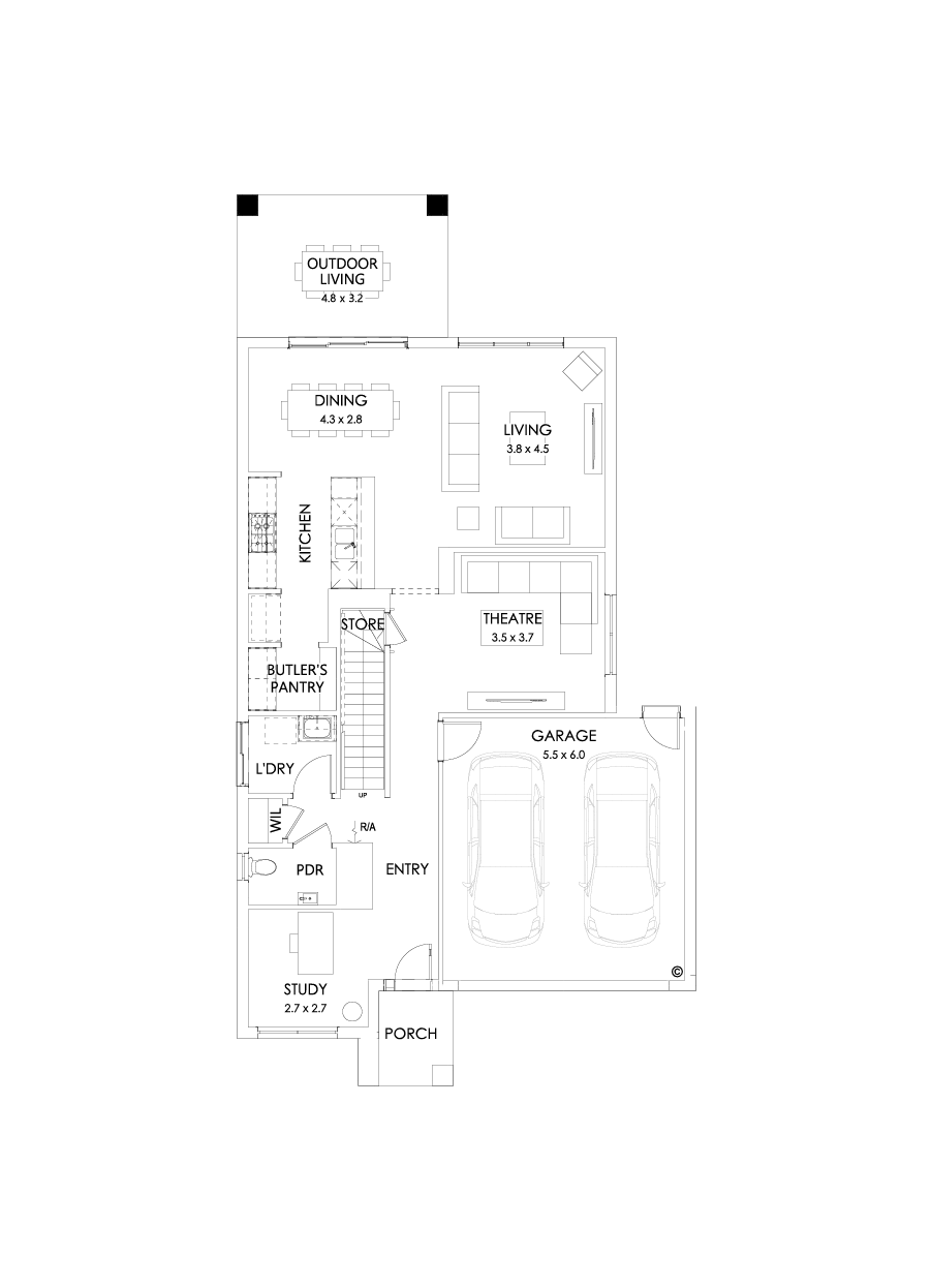 27 Ground Floor Floorplan (Outdoor Living - Flipped)