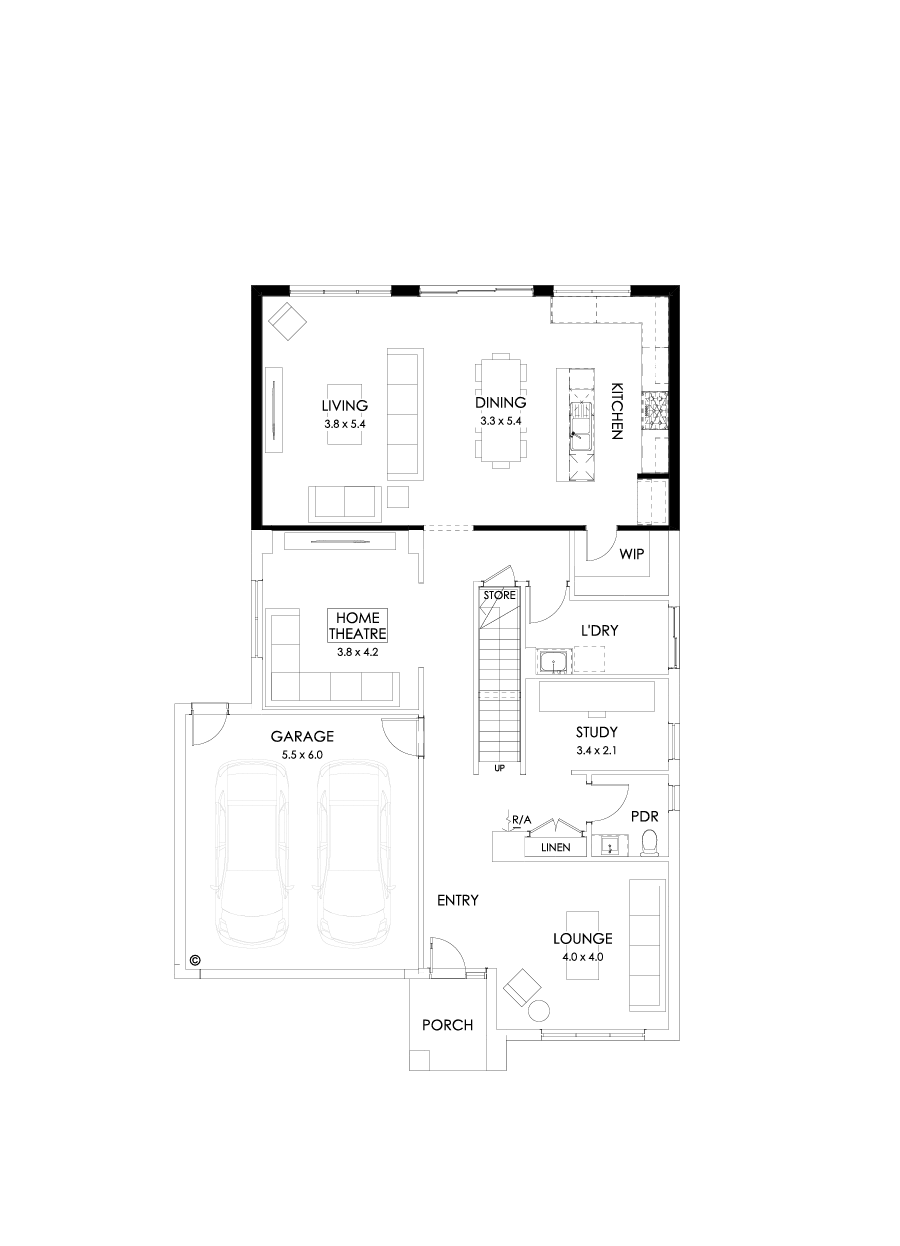 36 Ground Floor Floorplan (Alternate kitchen)