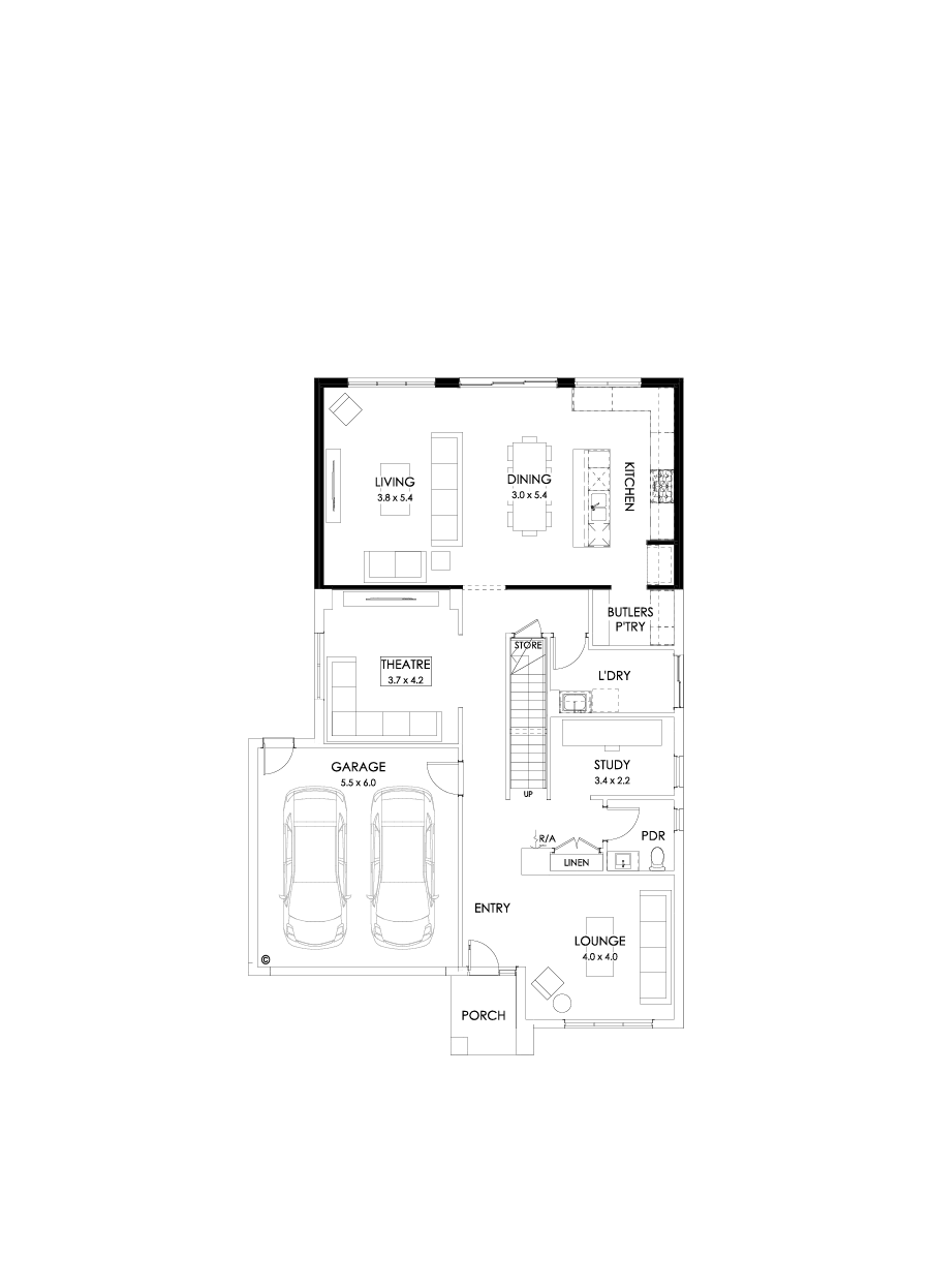 36 Ground Floor Floorplan (Alternate kitchen)