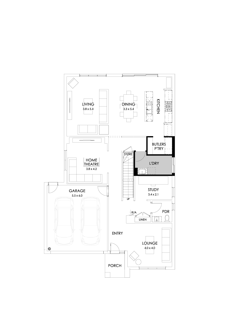 36 Ground Floor Floorplan (Butler's pantry - Included)
