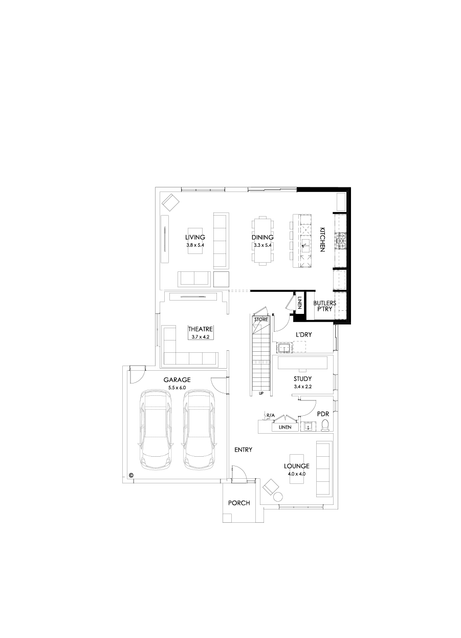 36 Ground Floor Floorplan (Larger kitchen)