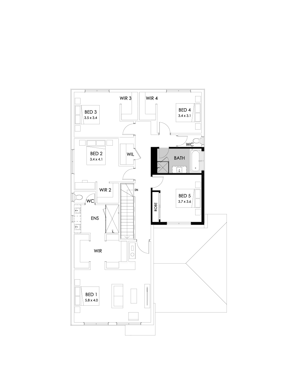 36 First Floor Floorplan (5th bedroom - Flipped)