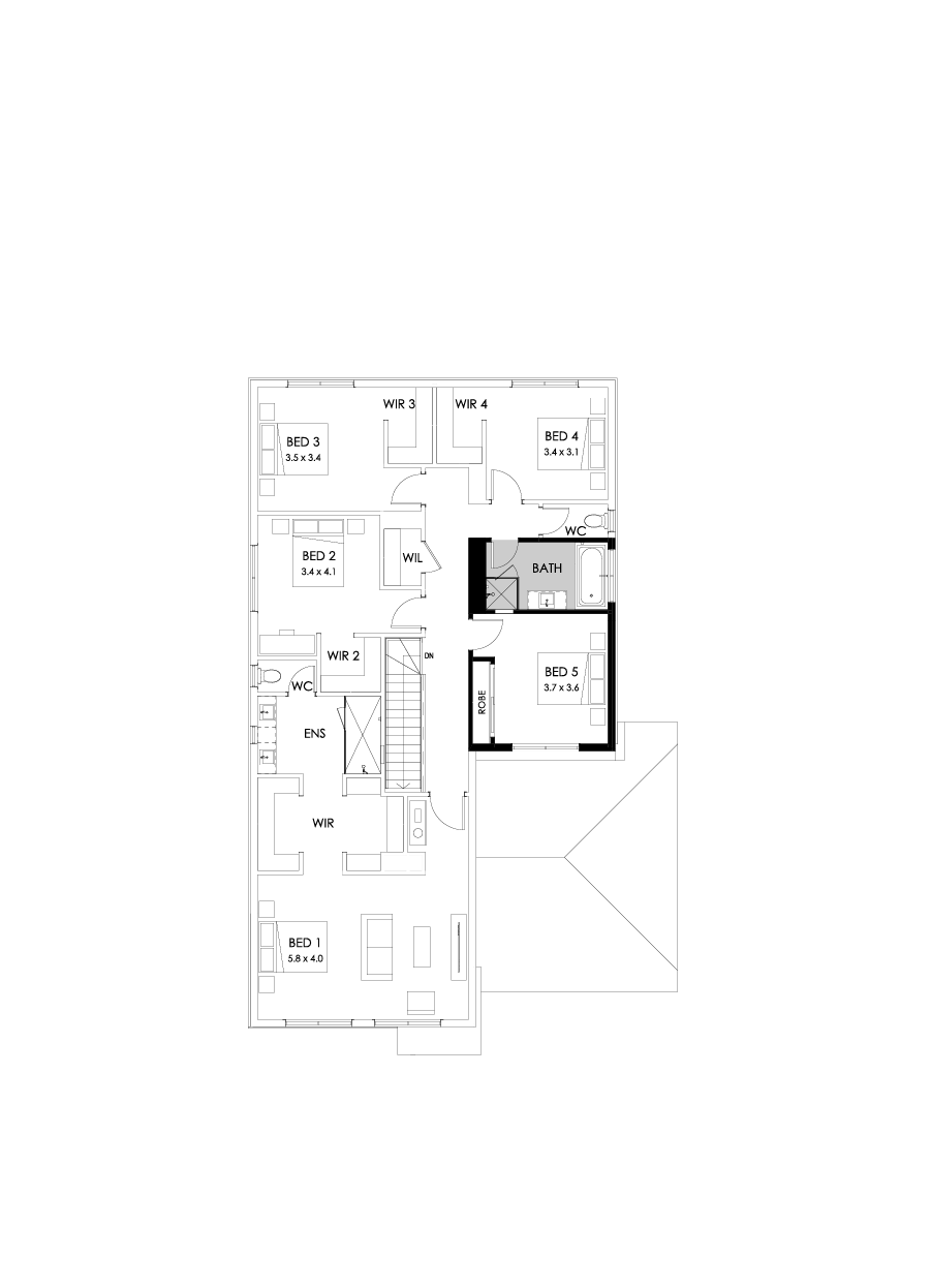36 First Floor Floorplan (5th bedroom - Flipped)