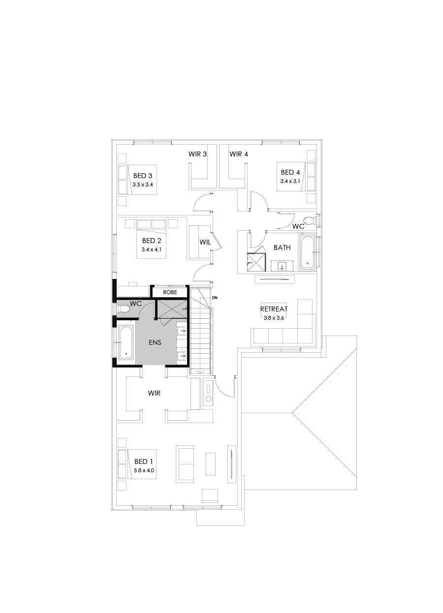 36 First Floor Floorplan (Bath to ensuite - Flipped)
