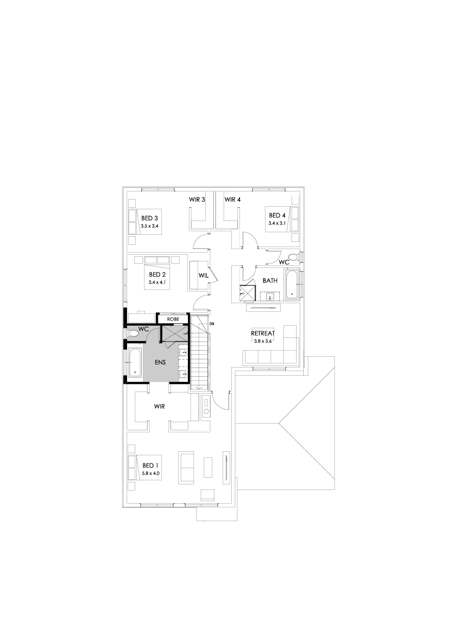 36 First Floor Floorplan (Bath to ensuite - Flipped)