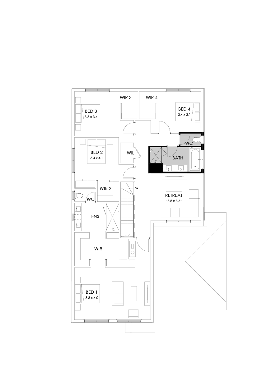 36 First Floor Floorplan (Bathroom upgrade - Flipped)