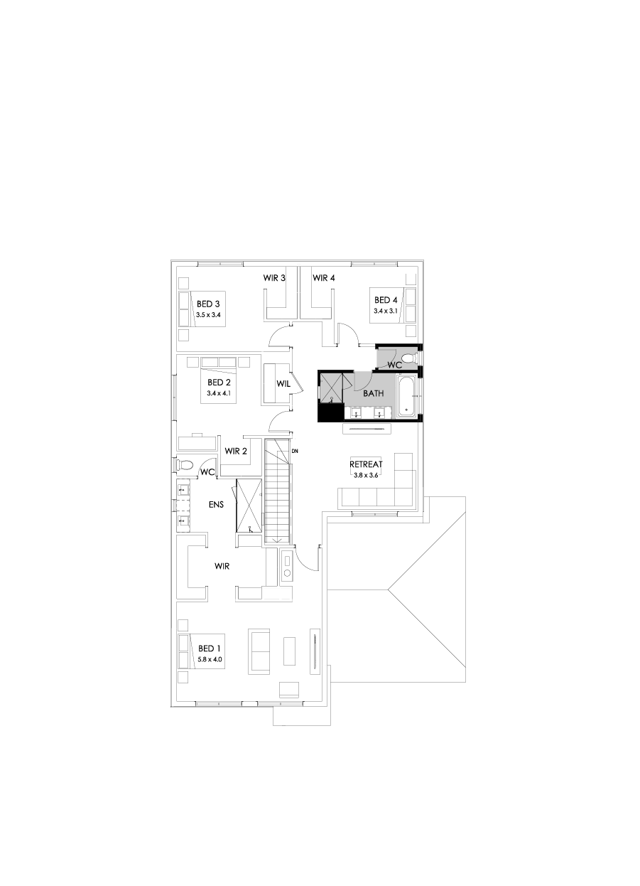 36 First Floor Floorplan (Bathroom upgrade - Flipped)