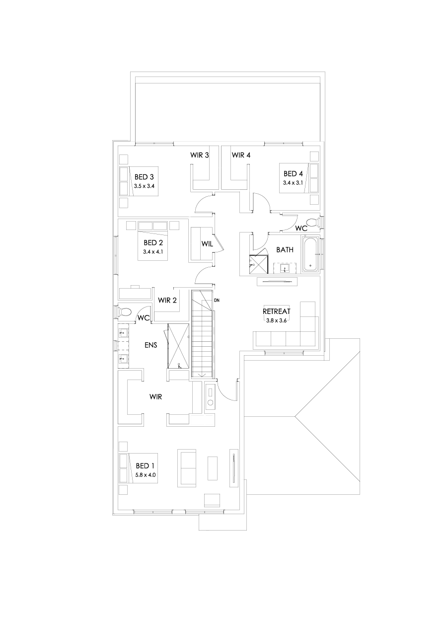 36 First Floor Floorplan (Larger kitchen and dining option - Flipped)