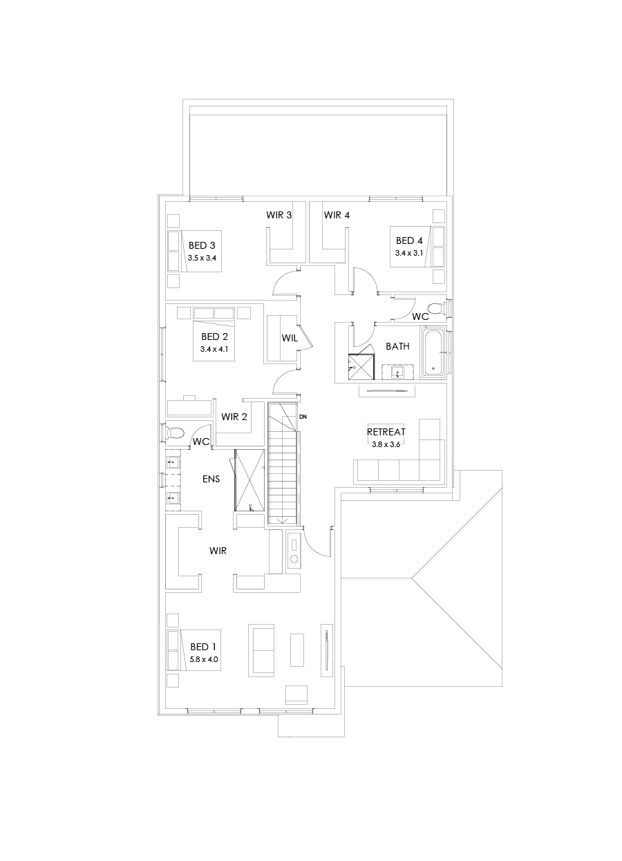 36 First Floor Floorplan (Larger kitchen and dining - Flipped)