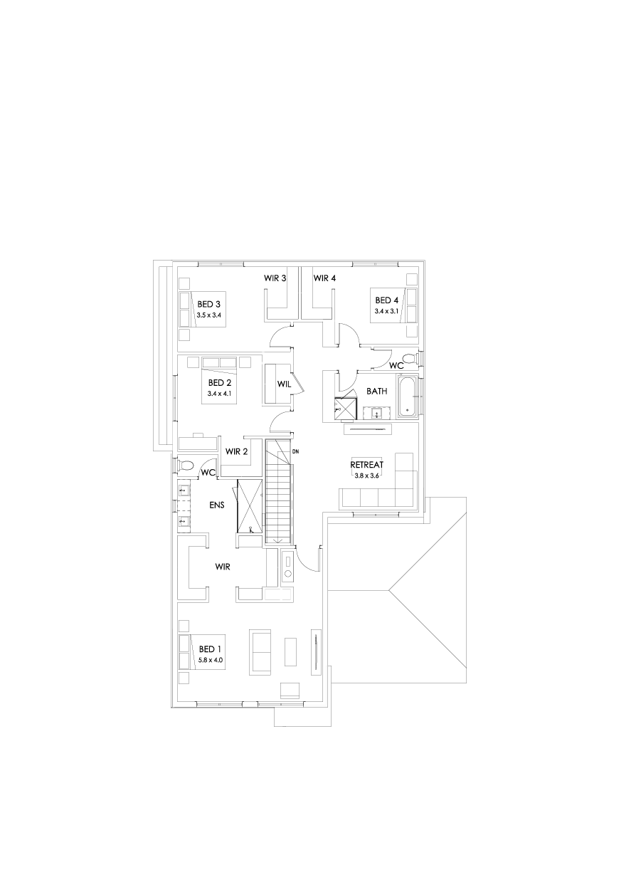 36 First Floor Floorplan (Larger kitchen - Flipped)