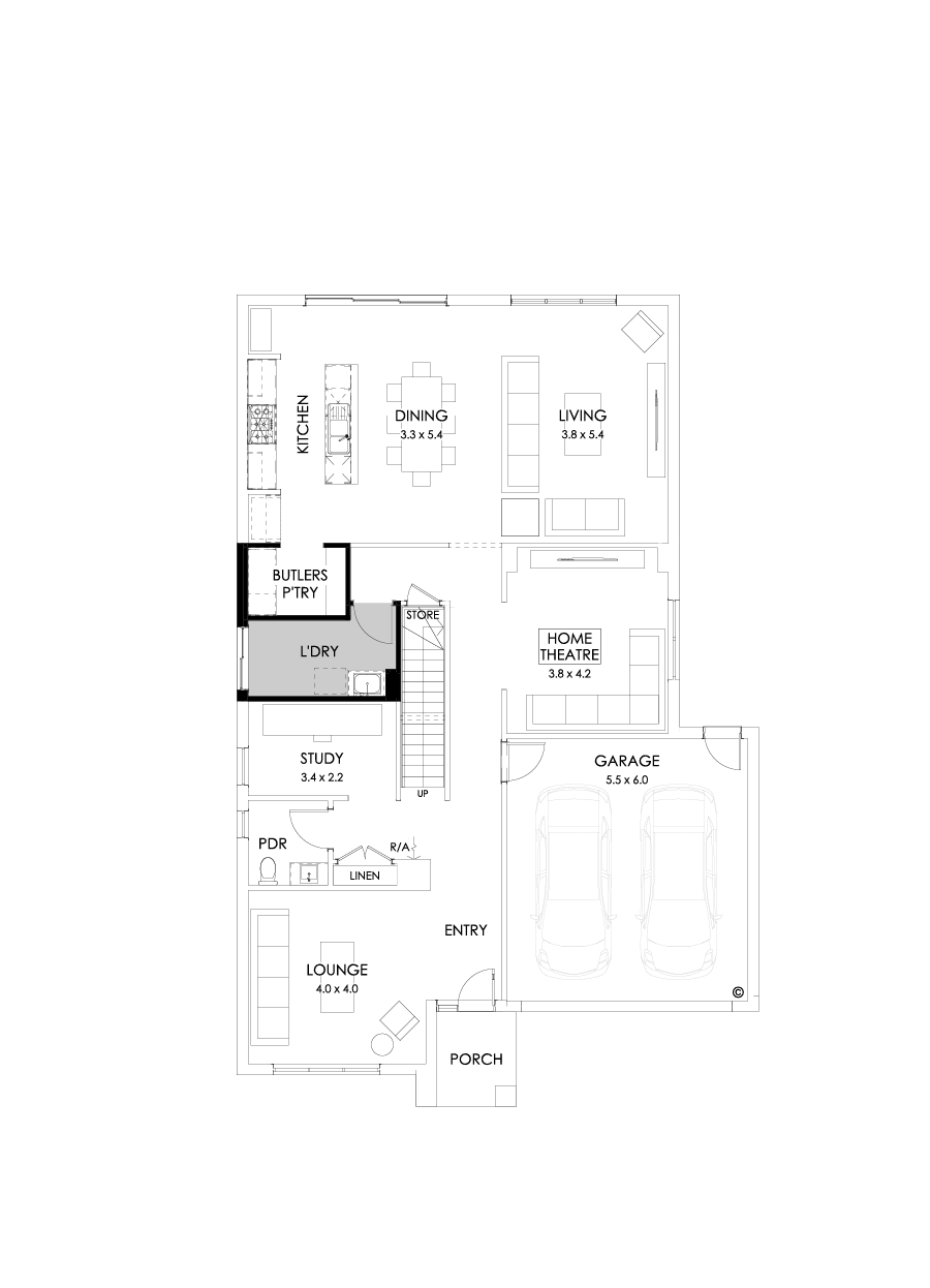 36 Ground Floor Floorplan (Butler's pantry - Included - Flipped)