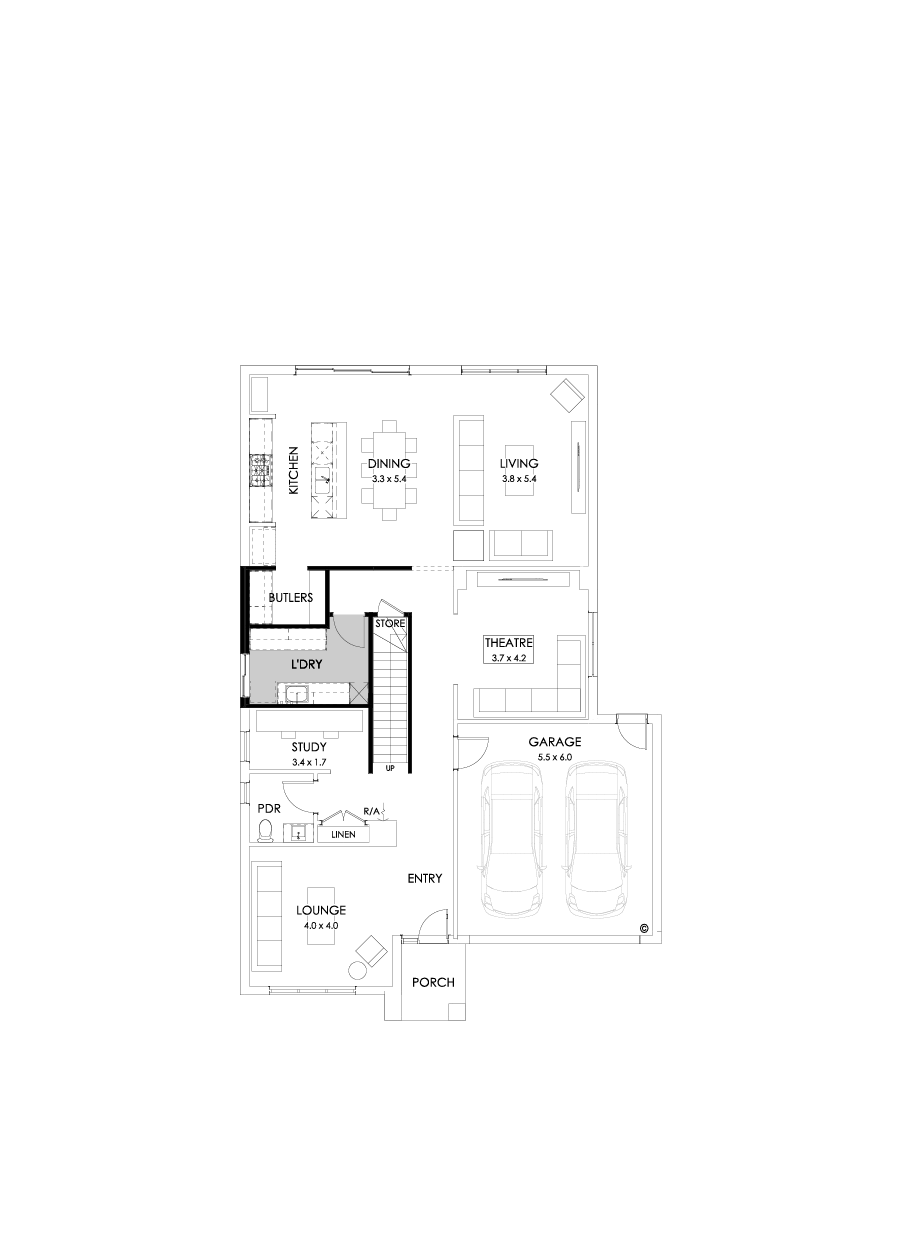 36 Ground Floor Floorplan (Grand laundry - Flipped)