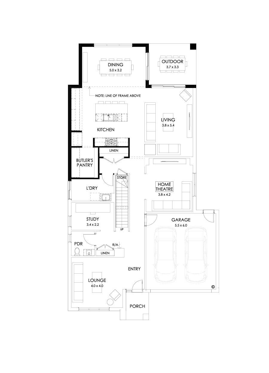 36 Ground Floor Floorplan (Larger kitchen and dining option - Flipped)