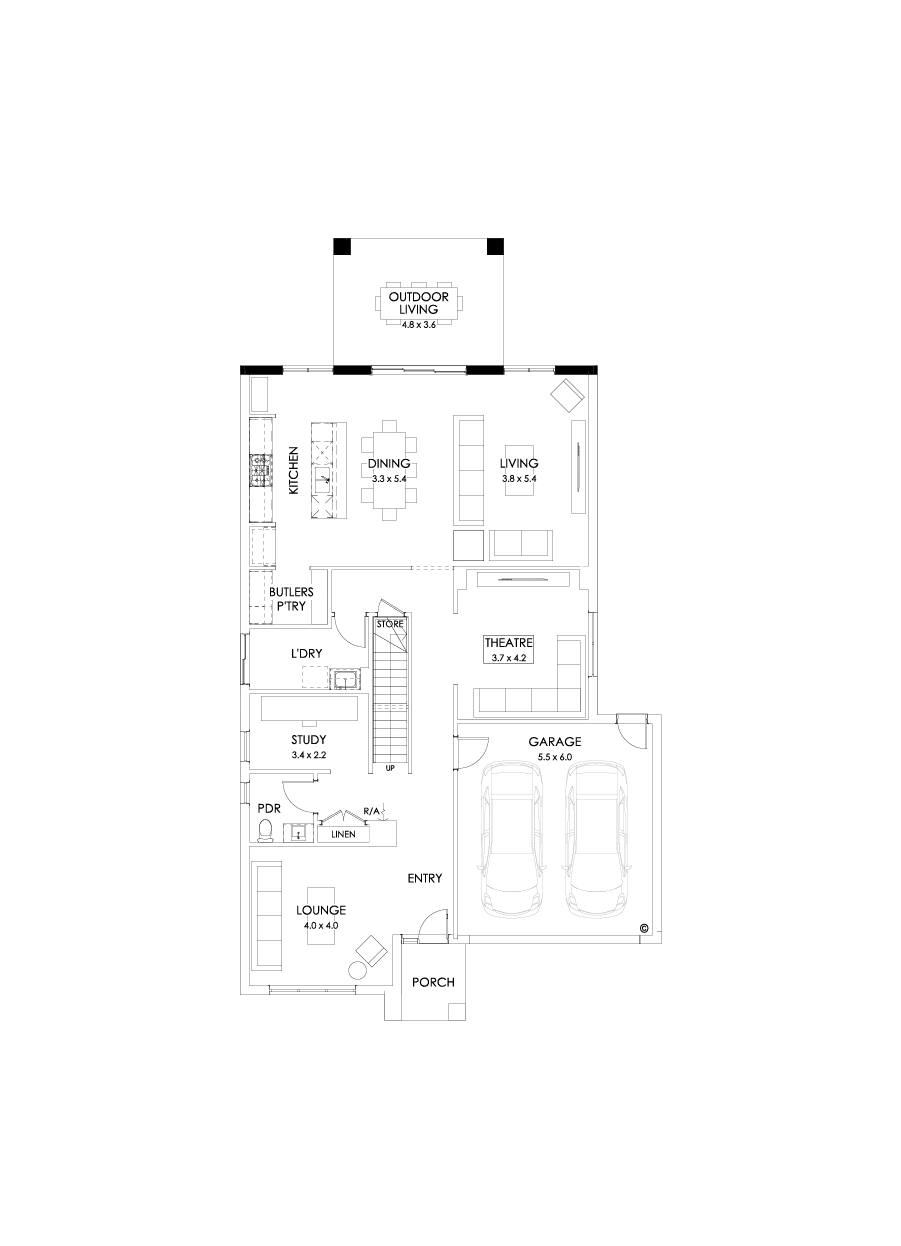36 Ground Floor Floorplan (Outdoor living - Flipped)
