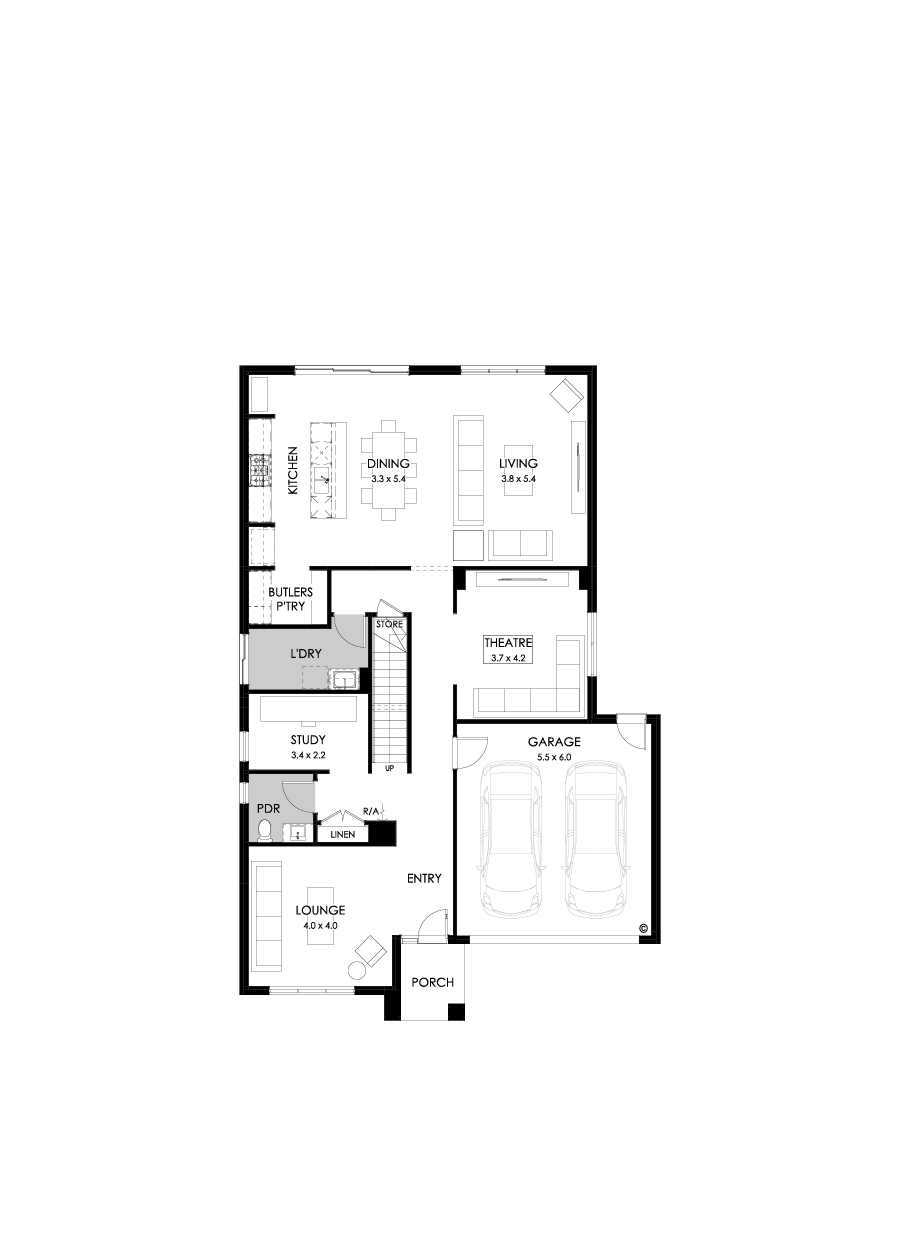 36 Ground Floor Floorplan (Standard - Flipped)