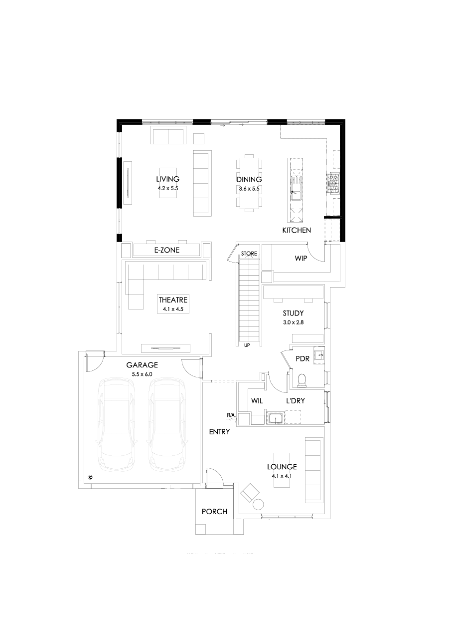 39 Ground Floor Floorplan (Alternate kitchen)