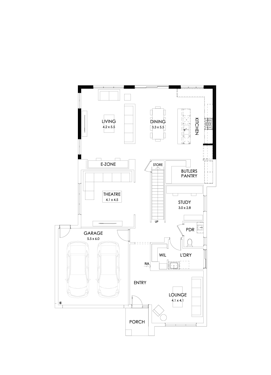 39 Ground Floor Floorplan (Alternate kitchen)
