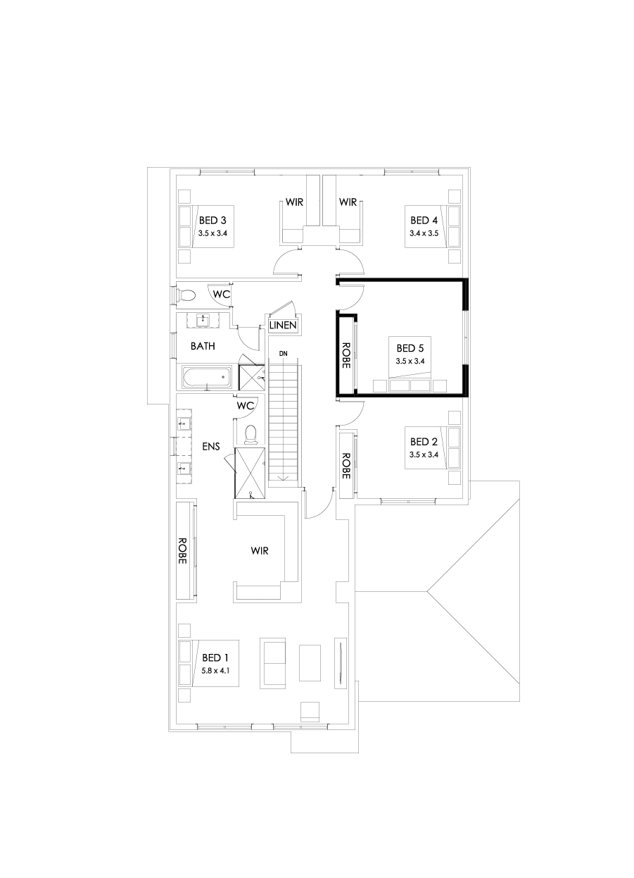 39 First Floor Floorplan (5th bedroom - Flipped)