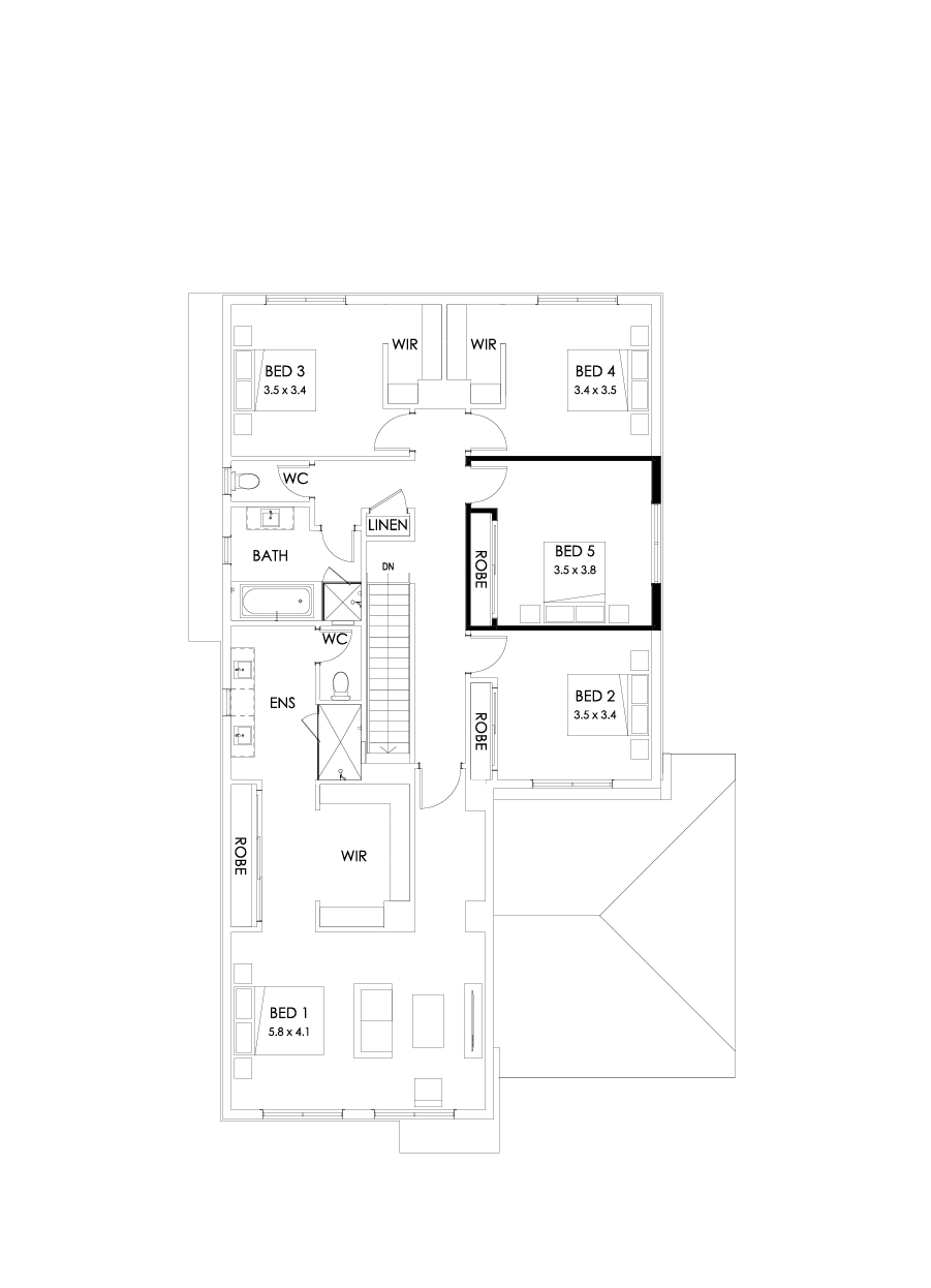 39 First Floor Floorplan (5th bedroom - Flipped)