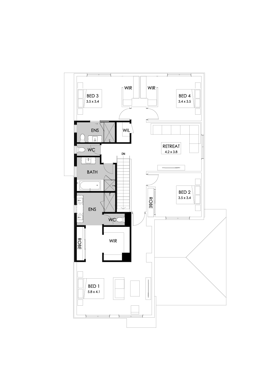 39 First Floor Floorplan (Additional ensuite - Flipped)